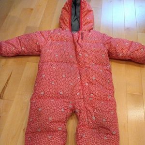 18-24m Columbia pink coral one piece puffer jacket with flowers not perfect